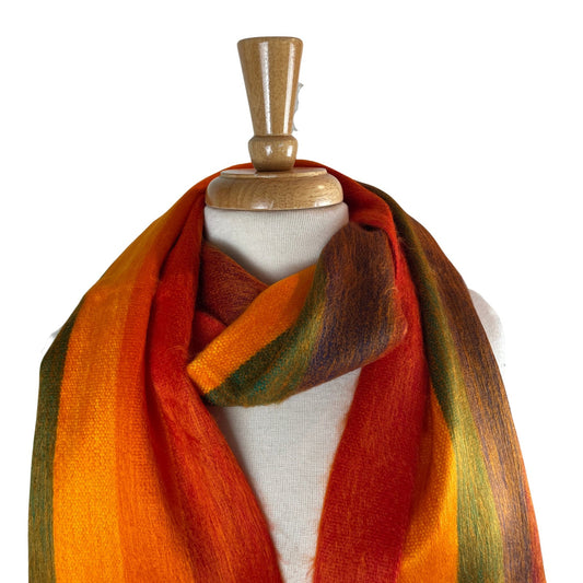 Rainbow Colors Alpaca Wool Fringe Scarf